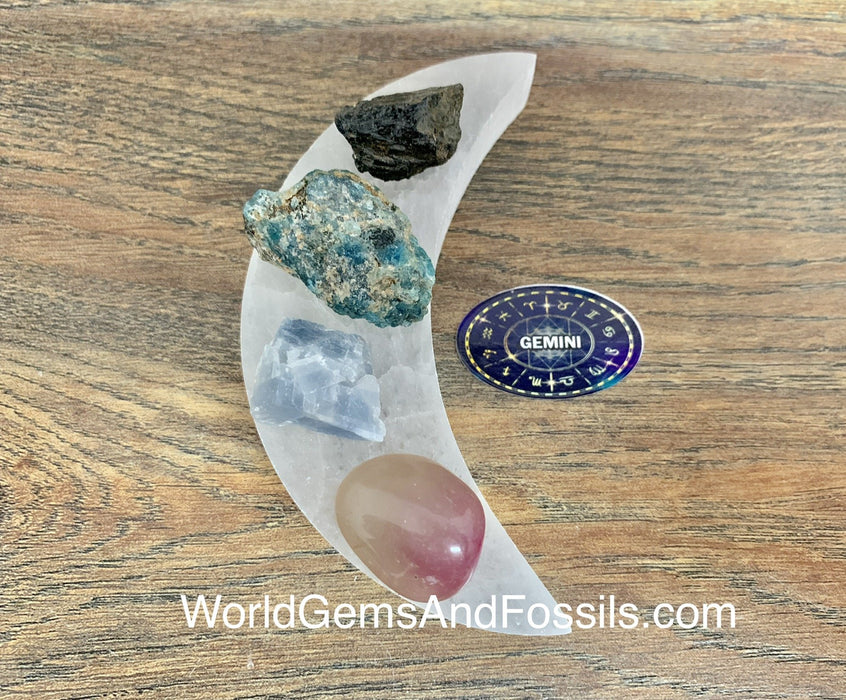 Gemini Zodiac Sign Crystal Moon Set