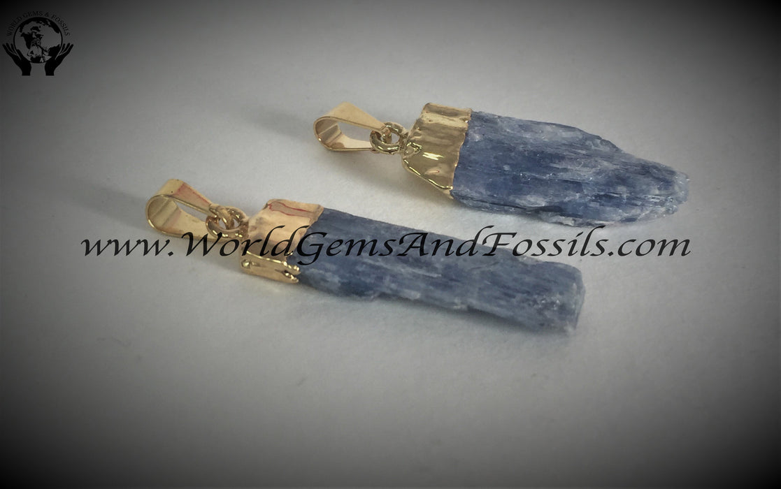 Gold Plated Blue Kyanite Pendants