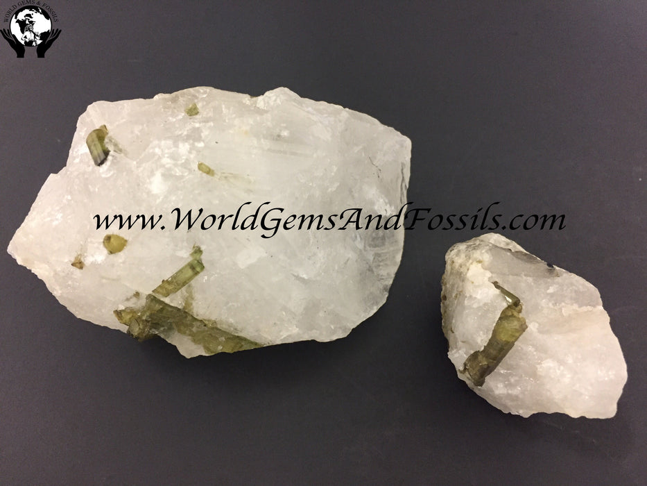 Green Tourmaline In Matrix, 200-500g size, 2 lbs