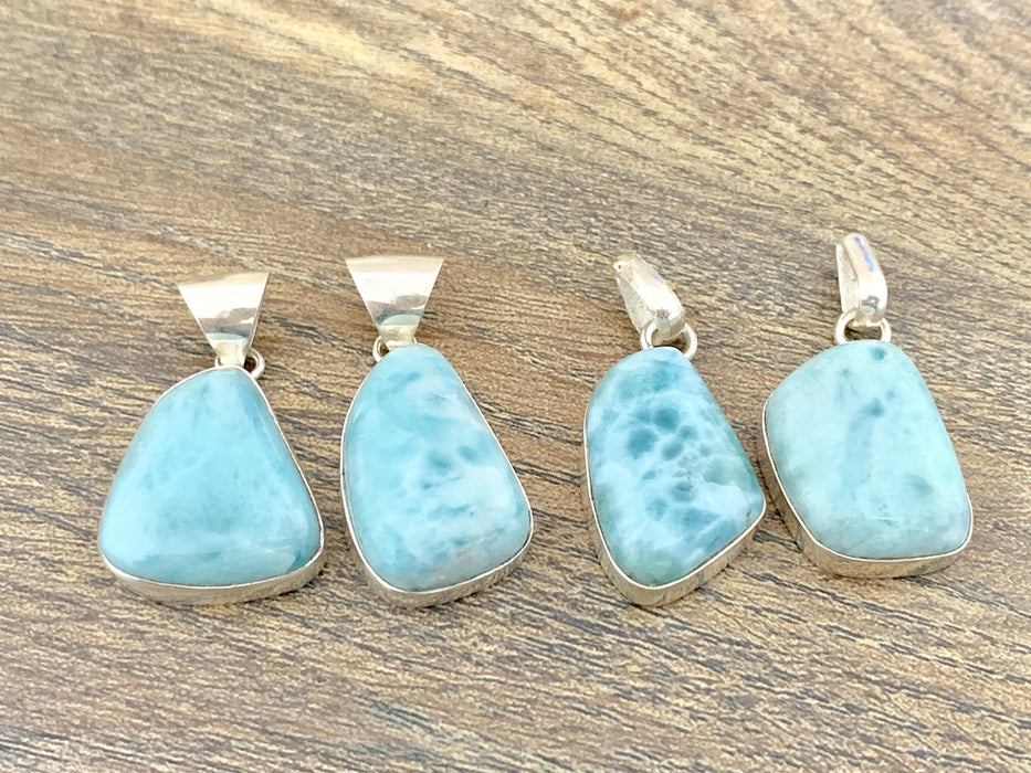 Larimar Free Form Pendants Sterling Silver 1