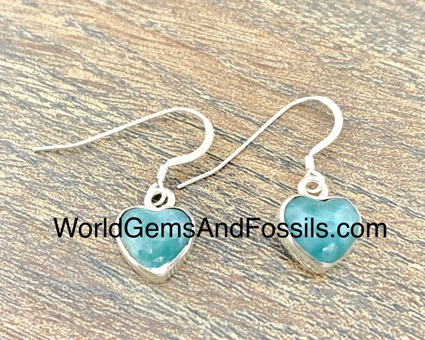 Larimar Heart Dangle Earring Sterling Silver #1