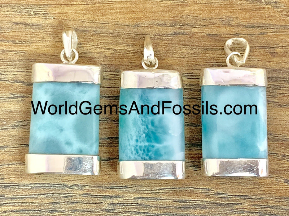 Larimar Pendant Rectangle Sterling Silver