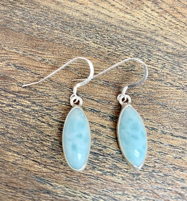Larimar Skinny Oval Earrings Sterling Silver