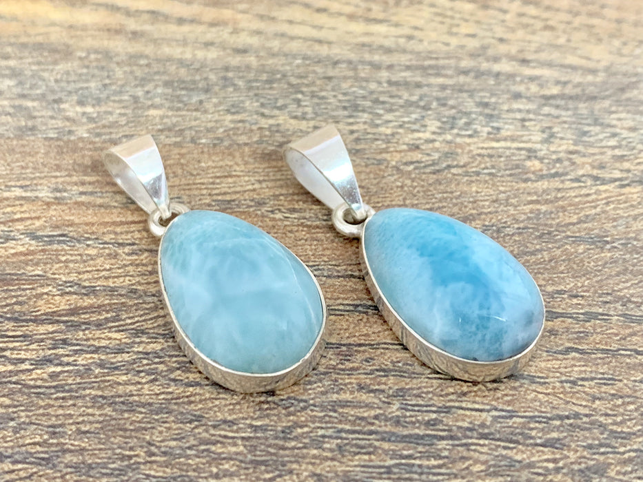 Larimar Tear Drop Pendant Sterling Silver #1