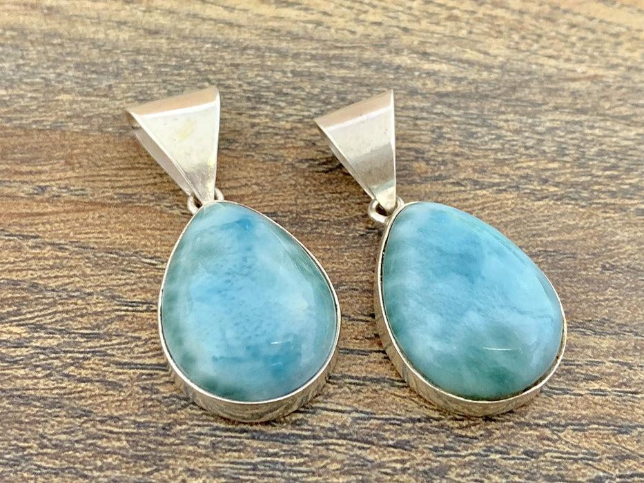 Larimar Tear Drop Pendant Sterling Silver #3