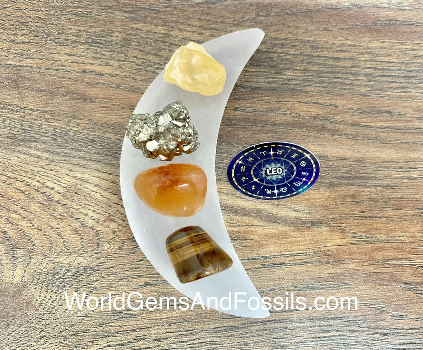 Leo Zodiac Sign Crystal Moon Set