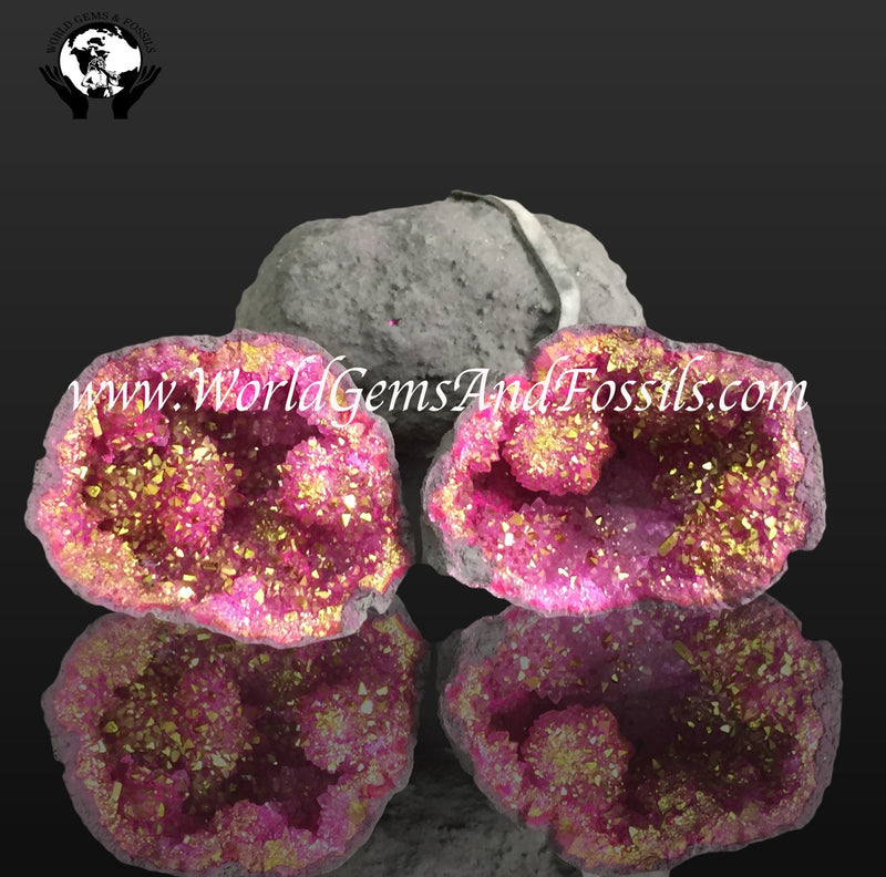 Pink Geodes (Black Coated) Medium 2.5"-3"