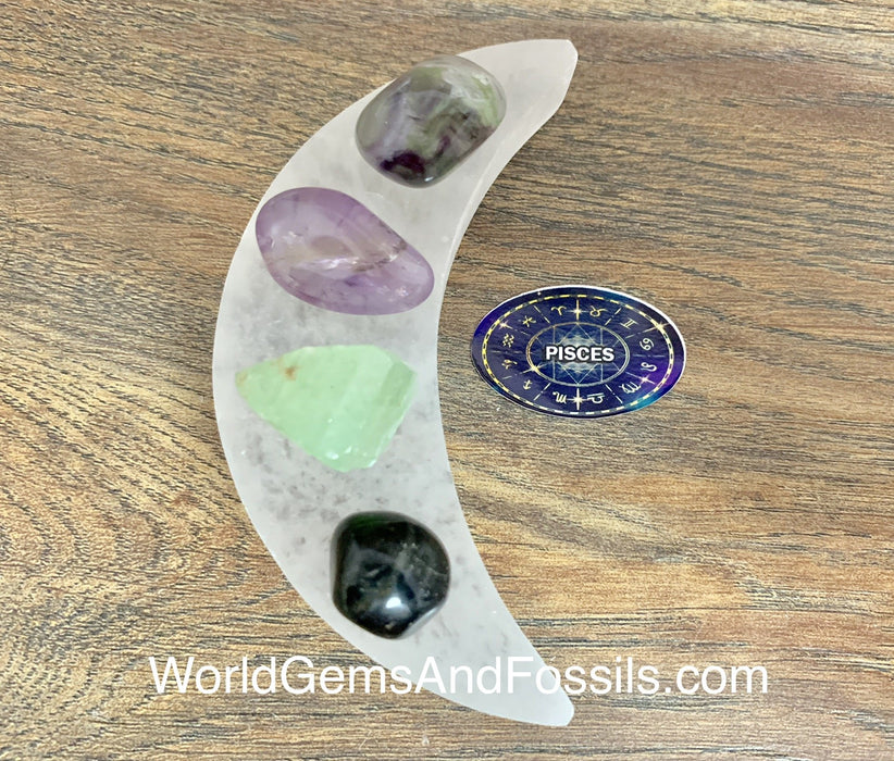 Pisces Zodiac Sign Crystal Moon Set