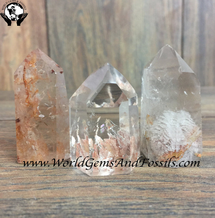 Polished Quartz With Inclusion Points, Flat Bottom