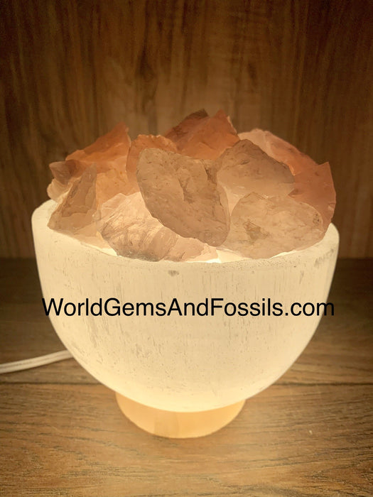 Rose Quartz Selenite Lamp