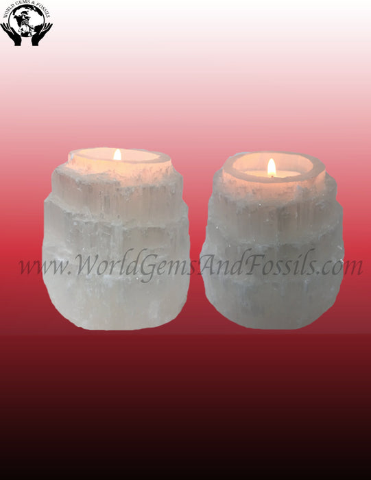 3" Selenite Candle Holder Mountain