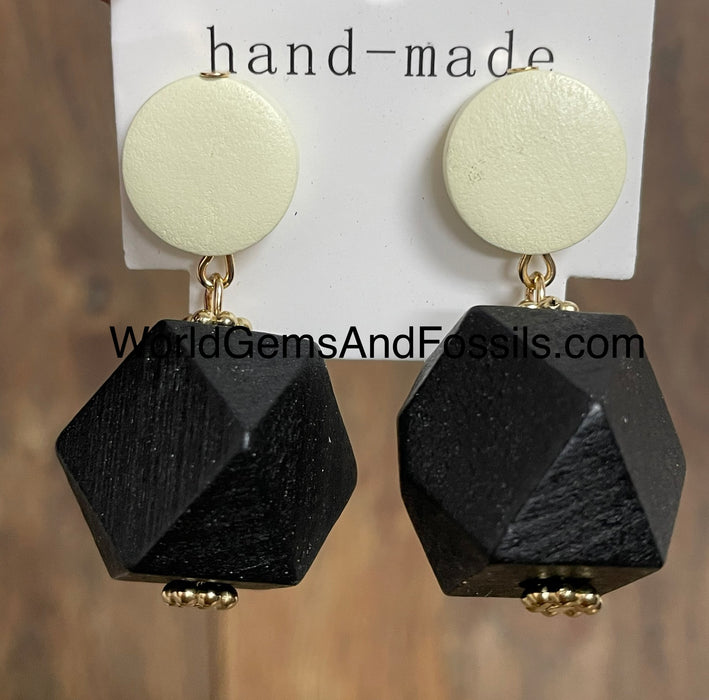 Cuboctahedron Wood Earring 3Pc Set