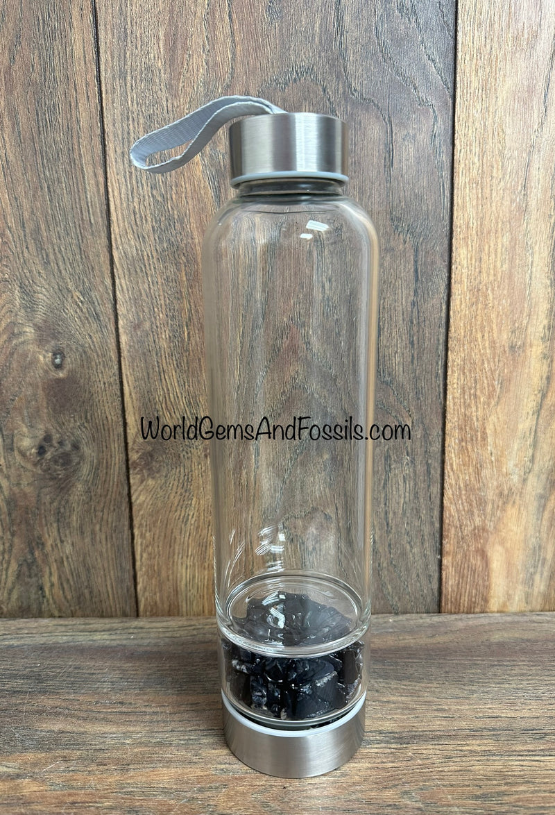 Black Tourmaline Crystal Water Bottle