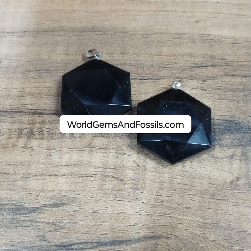 Black Tourmaline Pendant Hexagon