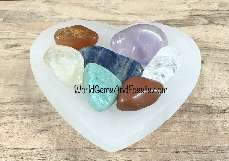 Selenite Chakra Heart Bowl Set