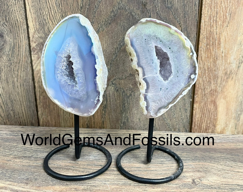 Aura Agate Geode On Stand