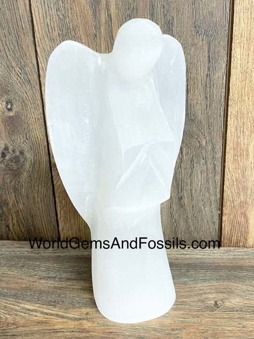 Selenite Angel Lamp With Cord And Bulb