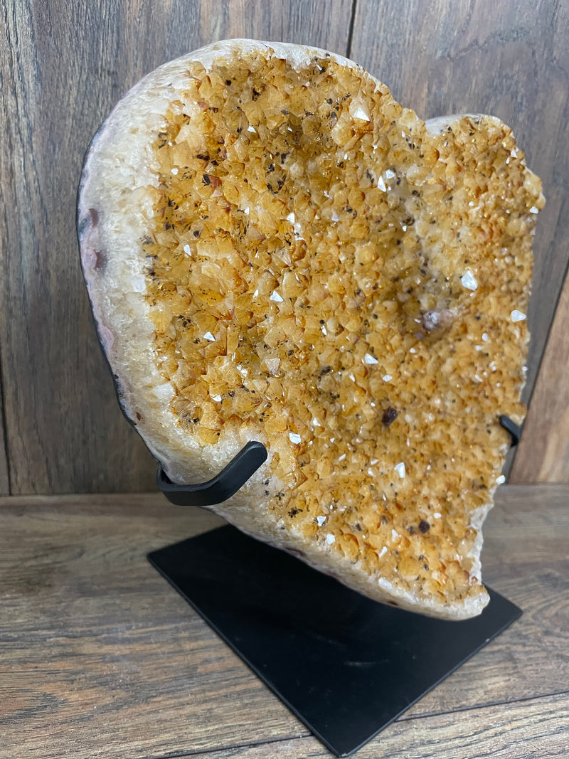 Citrine Druze Heart On Stand 13”