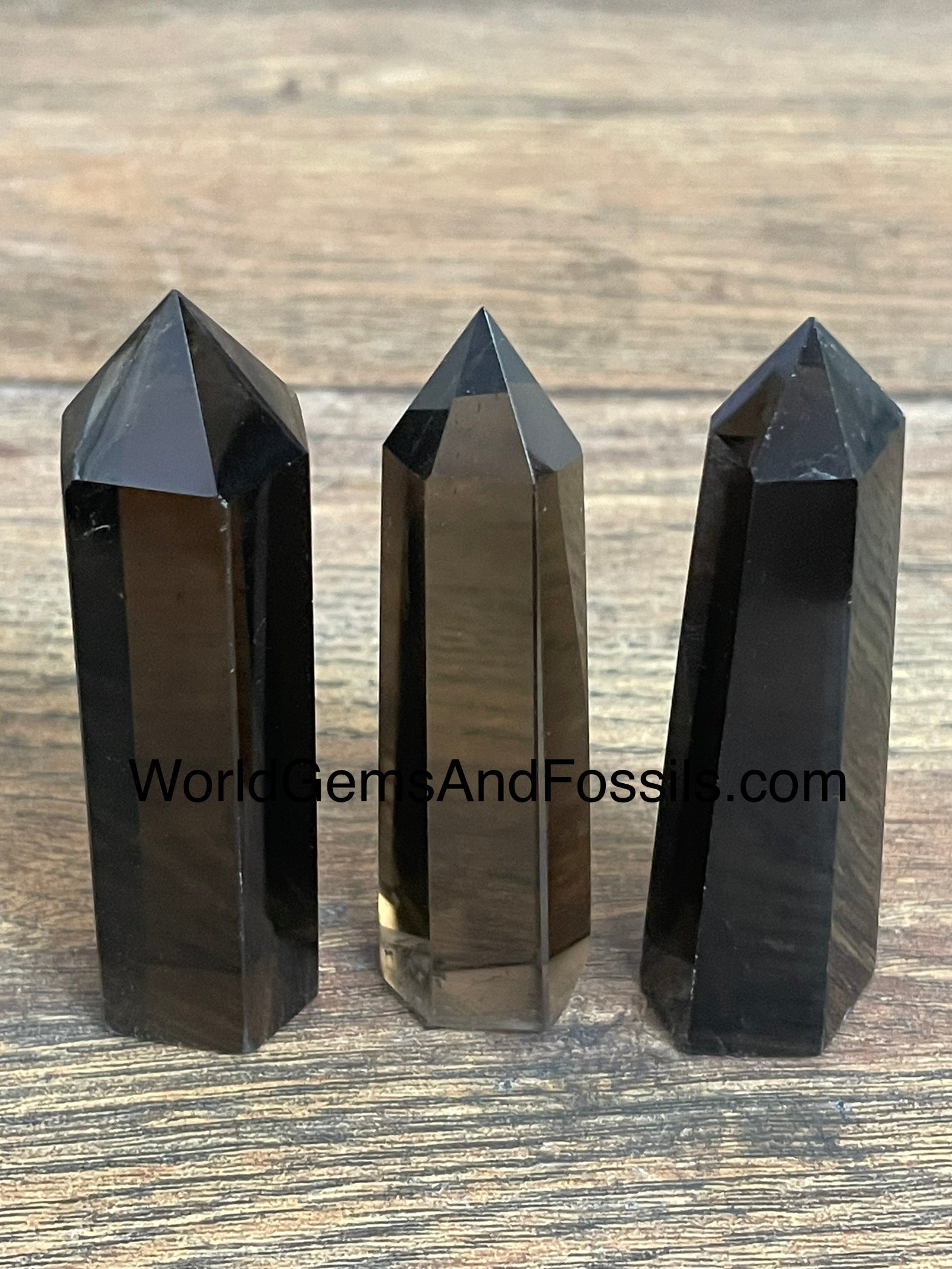 Polished Smokey Quartz Points Flat Bottom