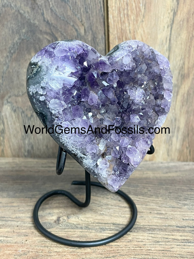 Amethyst Druze Heart On Stand 3.5”