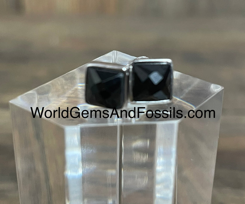 Black Onyx Stud Earring Sterling Silver