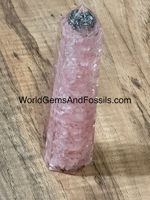 Rose Quartz Orgone Obelisk 4.5"