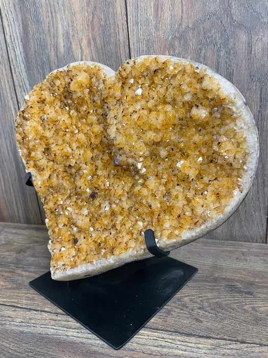 Citrine Druze Heart On Stand 13”