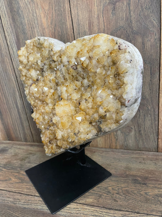 Citrine Druze Heart On Stand 13”   #12