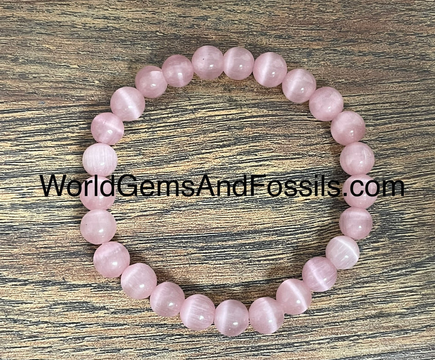 Pink Cat's Eye Bracelet 8mm