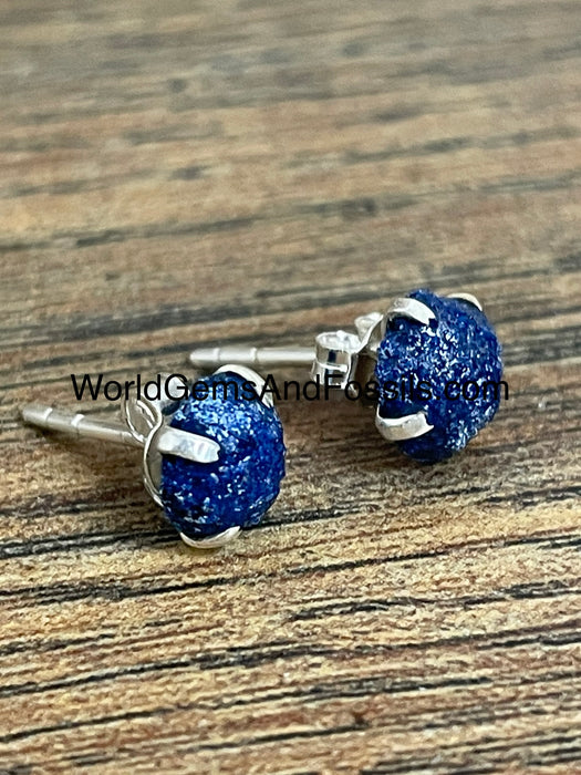 Azurite Stud Earring Sterling Silver