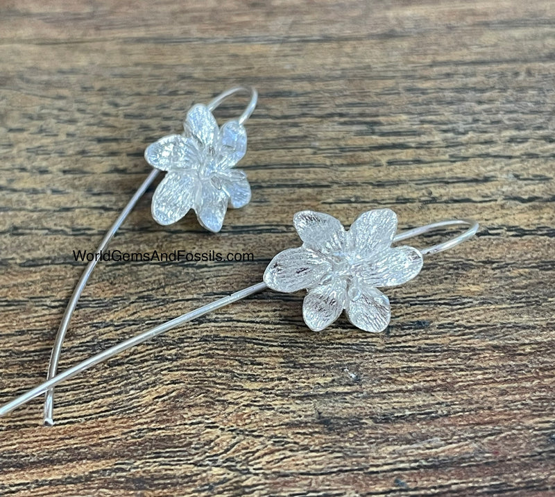 Flower Earring Sterling Silver 15mm Long Stem