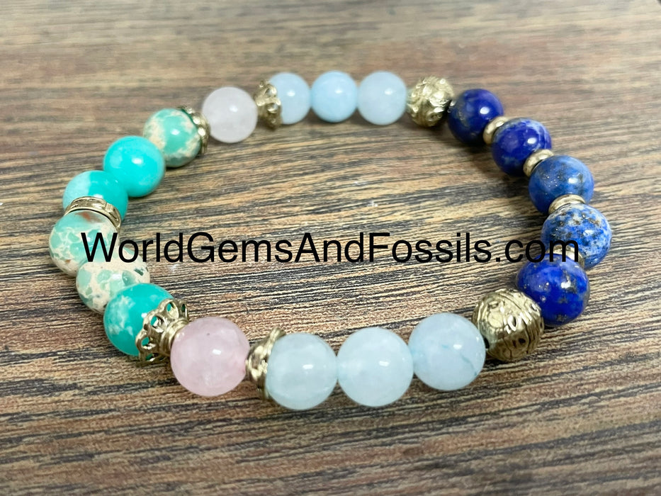 Aquamarine Imperial Lapis Bracelet 8mm