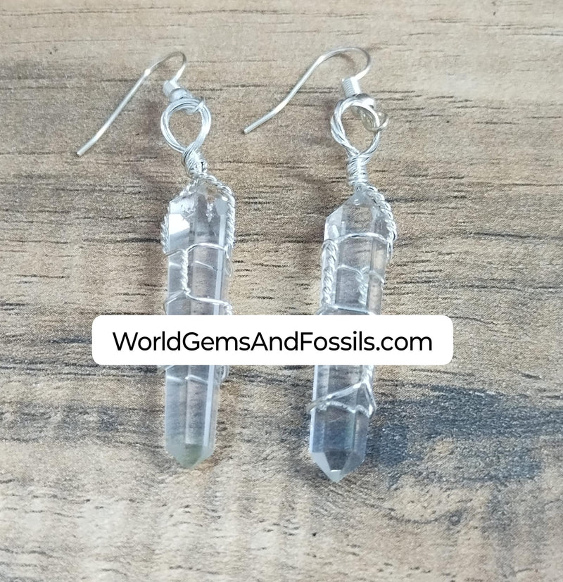 Clear Quartz Earring Double Point