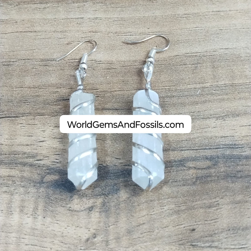 Selenite Earring Wrapped