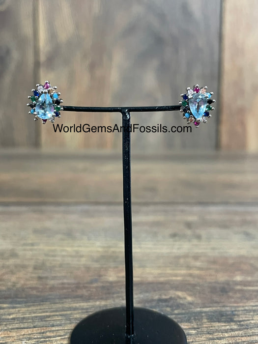 Blue Topaz Earring Sterling Silver