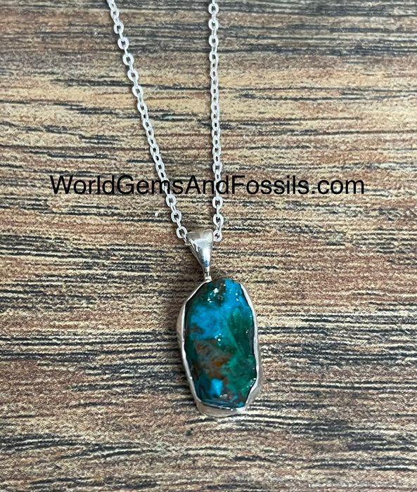 Chrysocolla Necklace Sterling Silver