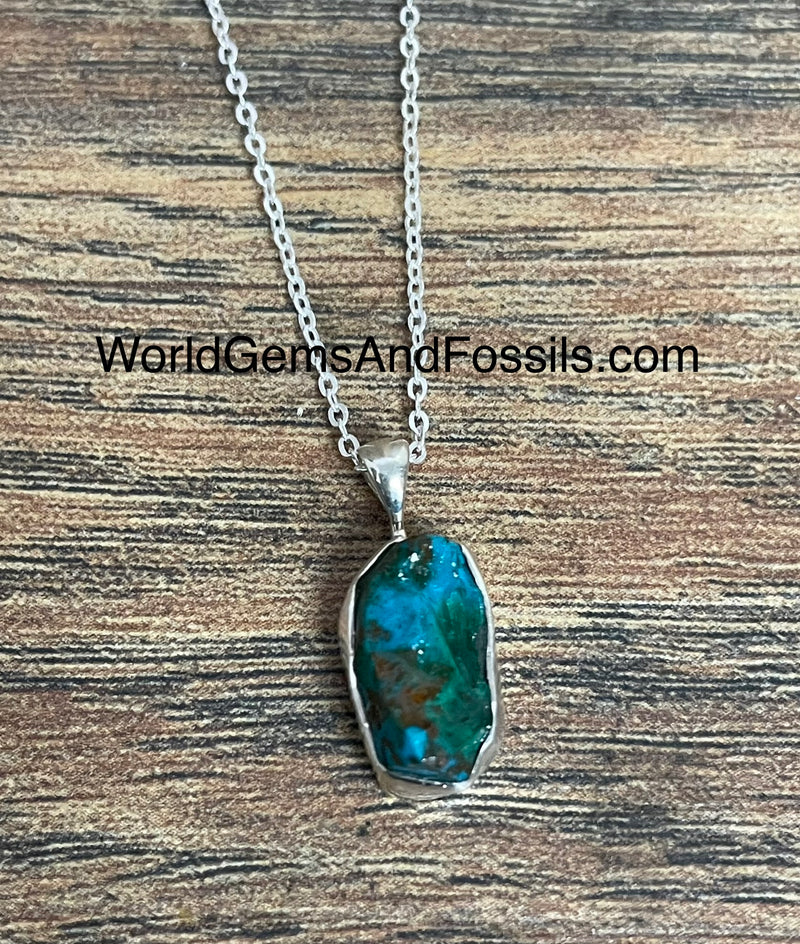 Chrysocolla Necklace Sterling Silver