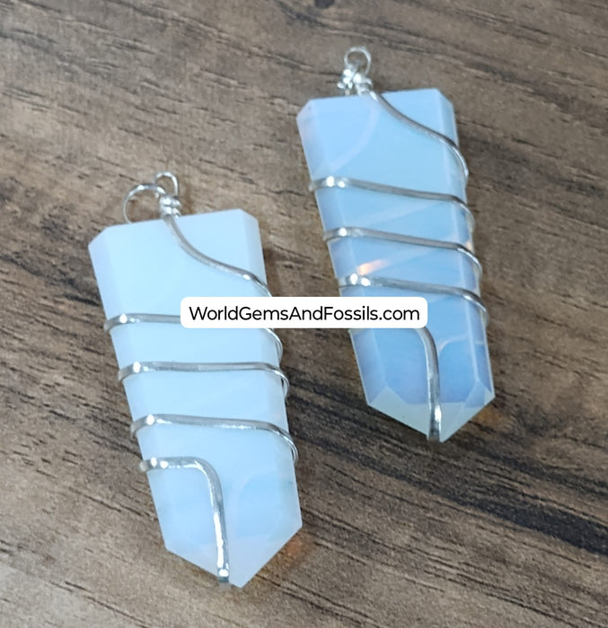 Opalite Pendant Wrapped Flat Point