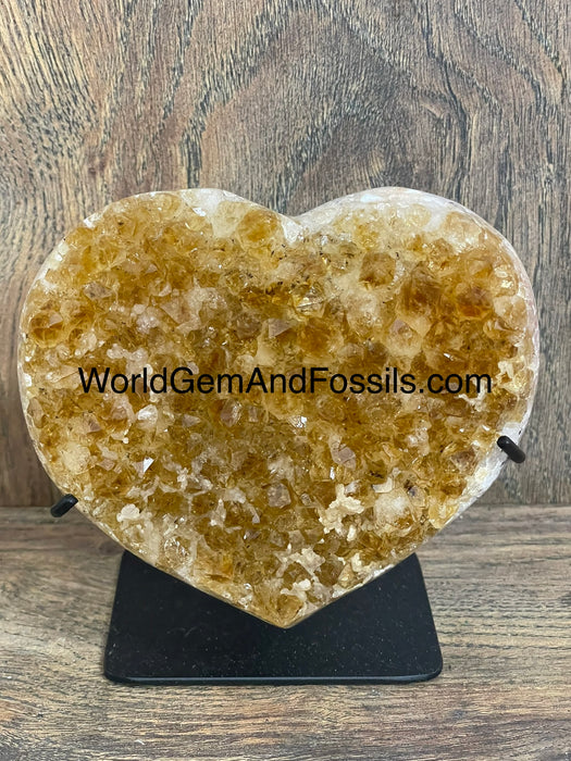 Citrine Druze Heart On Stand 4.5”  #17