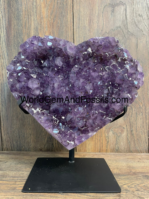 Amethyst Druze Heart On Stand 11”   #57