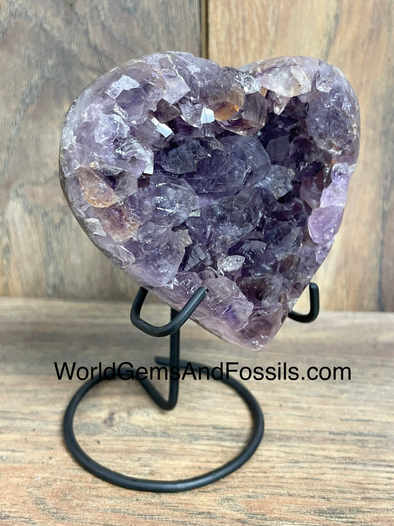 Amethyst Druze Heart On Stand 3.75”