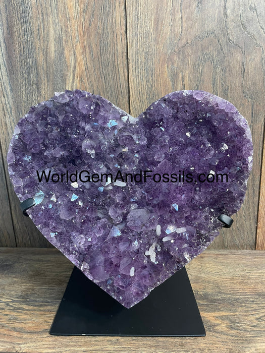 Amethyst Druze Heart On Stand 10”   #56