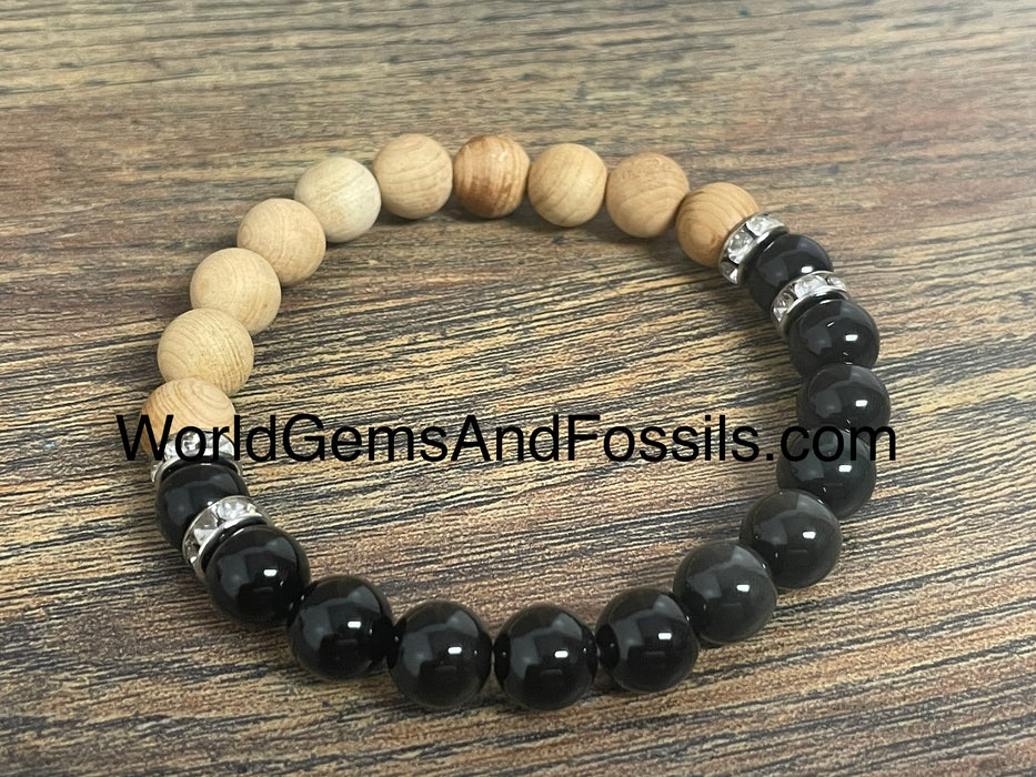 Palo Santo Black Obsidian Bracelet 8mm