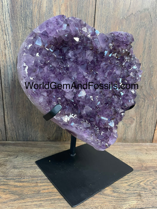 Amethyst Druze Heart On Stand 11”   #57