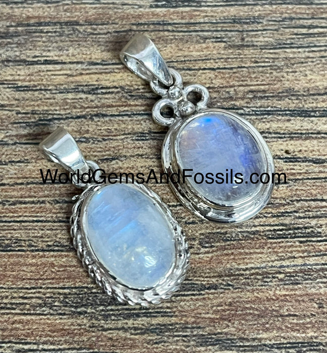 Rainbow Moonstone Pendant Sterling Silver