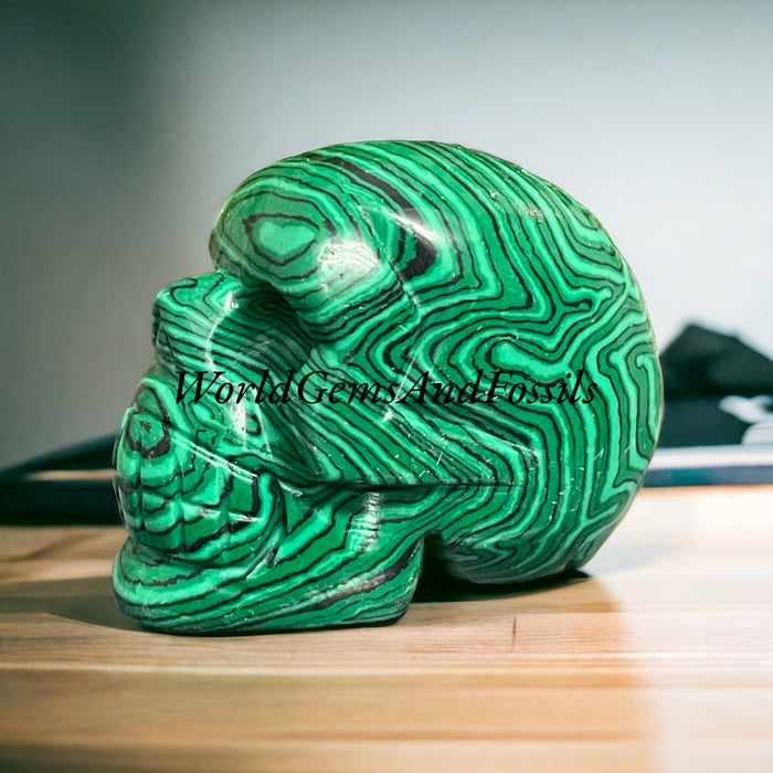 2" Malachite Skull Man Made