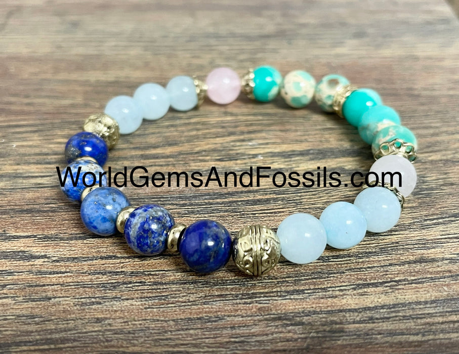 Aquamarine Imperial Lapis Bracelet 8mm