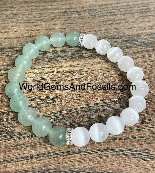 Selenite Green Aventurine Bracelet 8mm