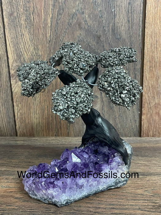 Pyrite Tree On Amethyst Base