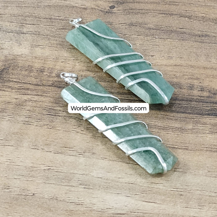 Green Aventurine Pendant Wrapped Flat Point